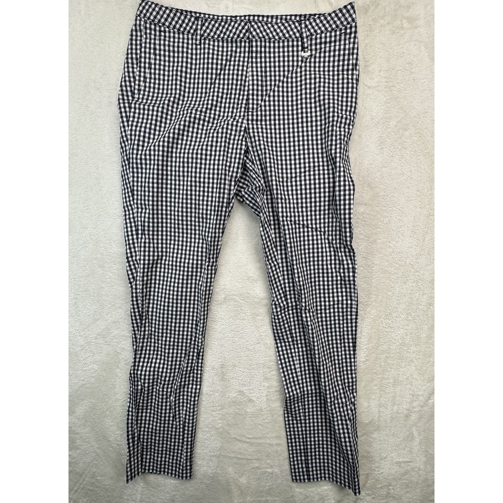 Brooks Brothers‎ Gingham Pants Women's 6 Navy White Skinny Stretch Ankle Preppy